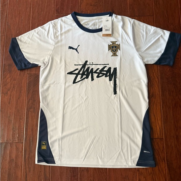 Portugal Stüssy Concept Jersey 2024 White Navy Soccer Shirt Puma Style Size L - Picture 1 of 9